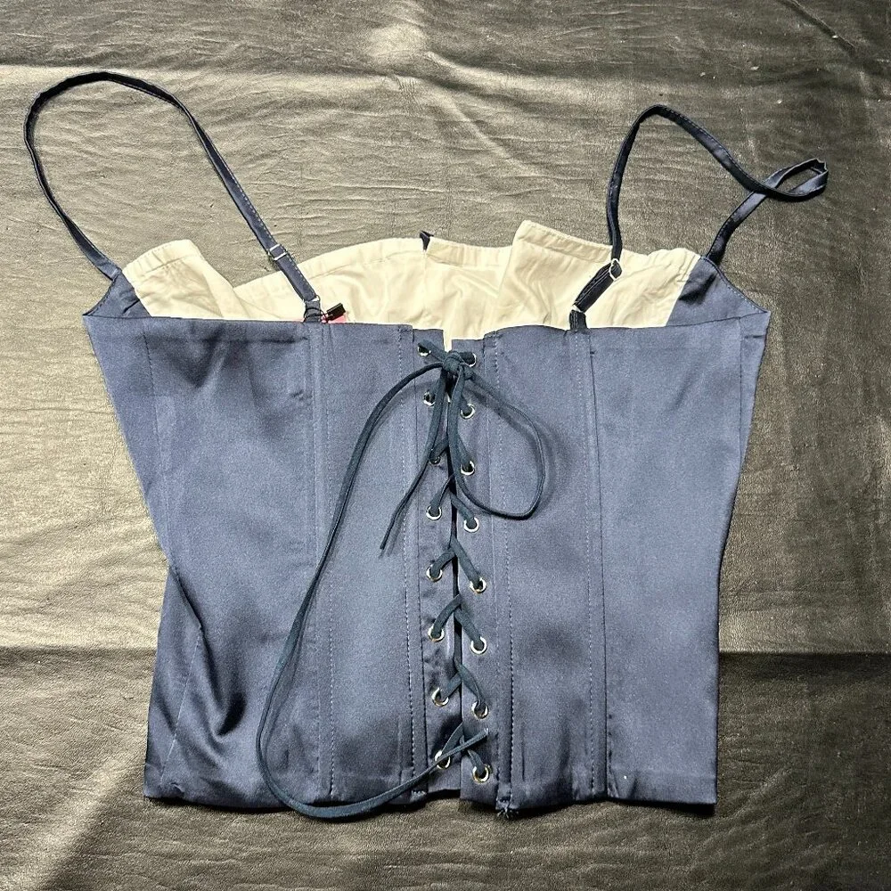 Edikted Arabelle Colorblock Lace Up Satin Corset Top - Picture 2 of 3